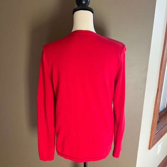 Tommy Hilfiger Red/White Argyle Sweater with gold metallic thread, Size Medium - Picture 4 of 7